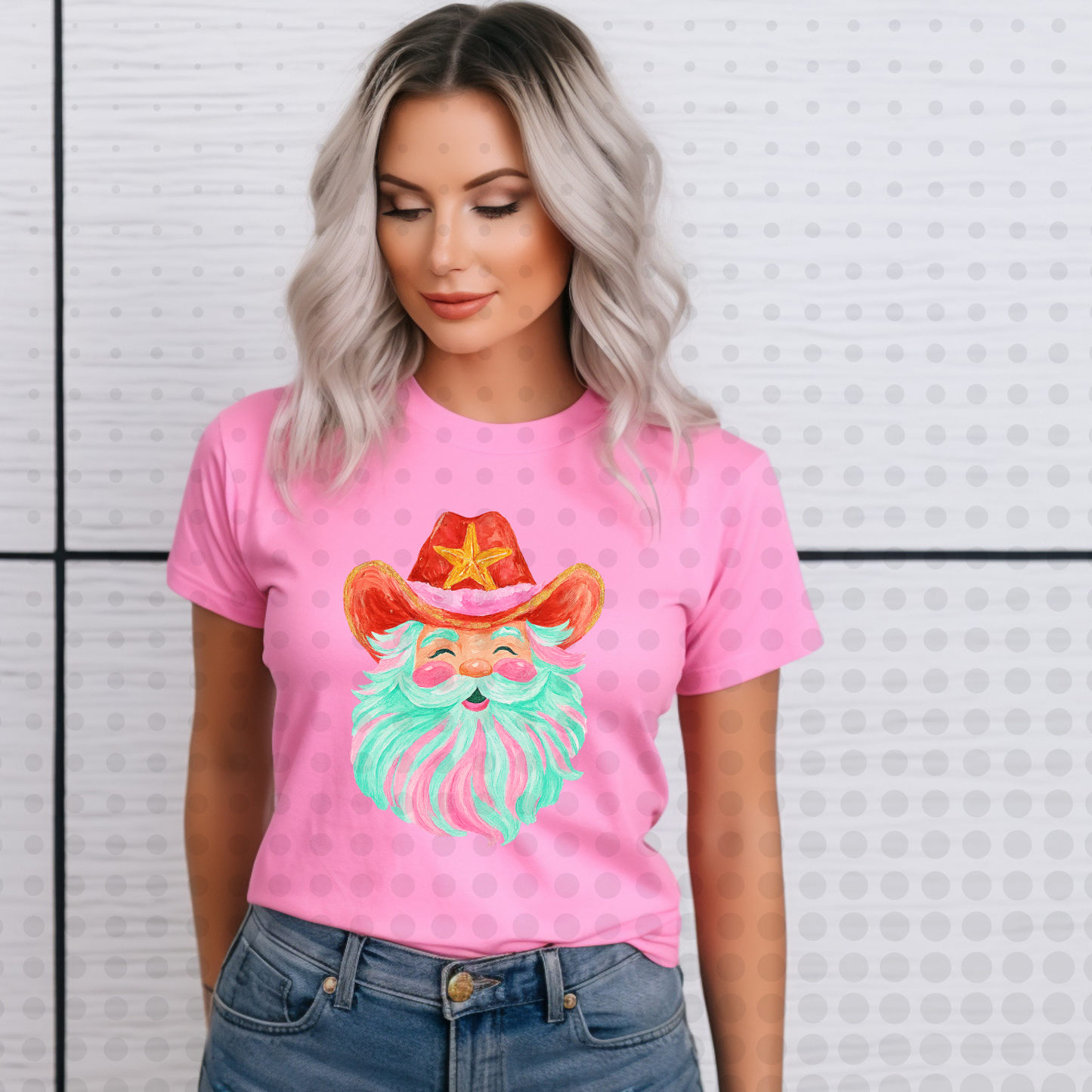 Watercolor Western Santa