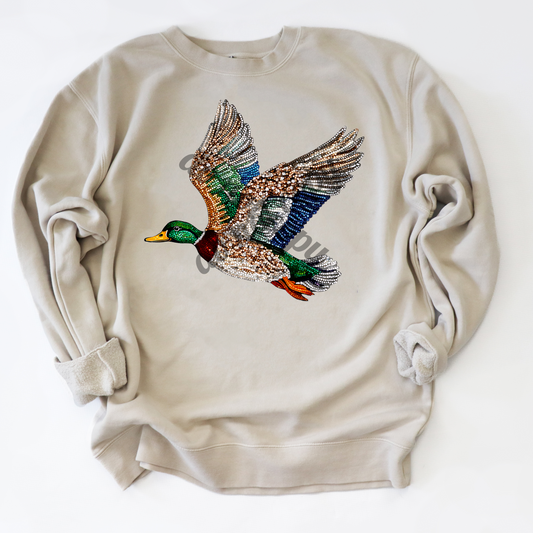 Faux Sequin Flying Mallard