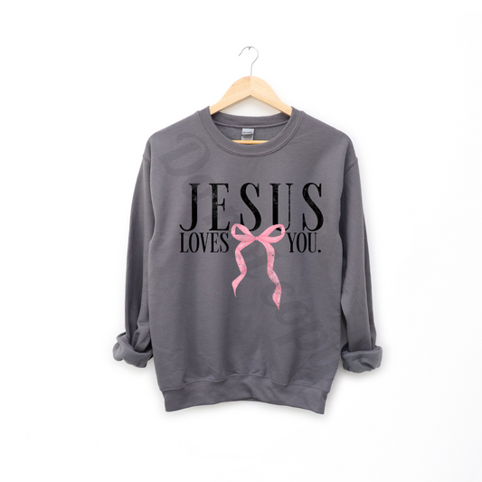 Jesus Loves You pink bow