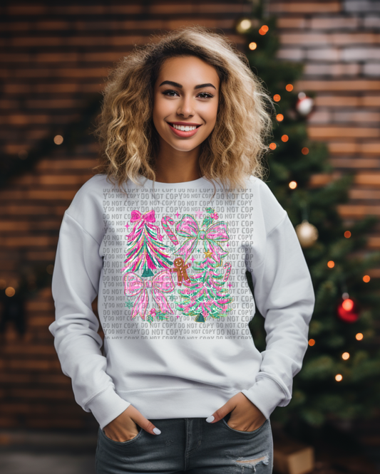 Floral Brushstroke Christmas Tree Bow