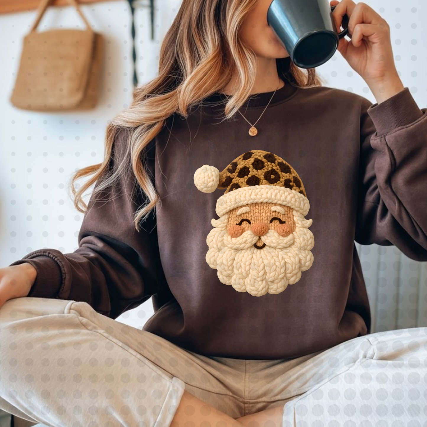 Faux Yarn Leopard Santa