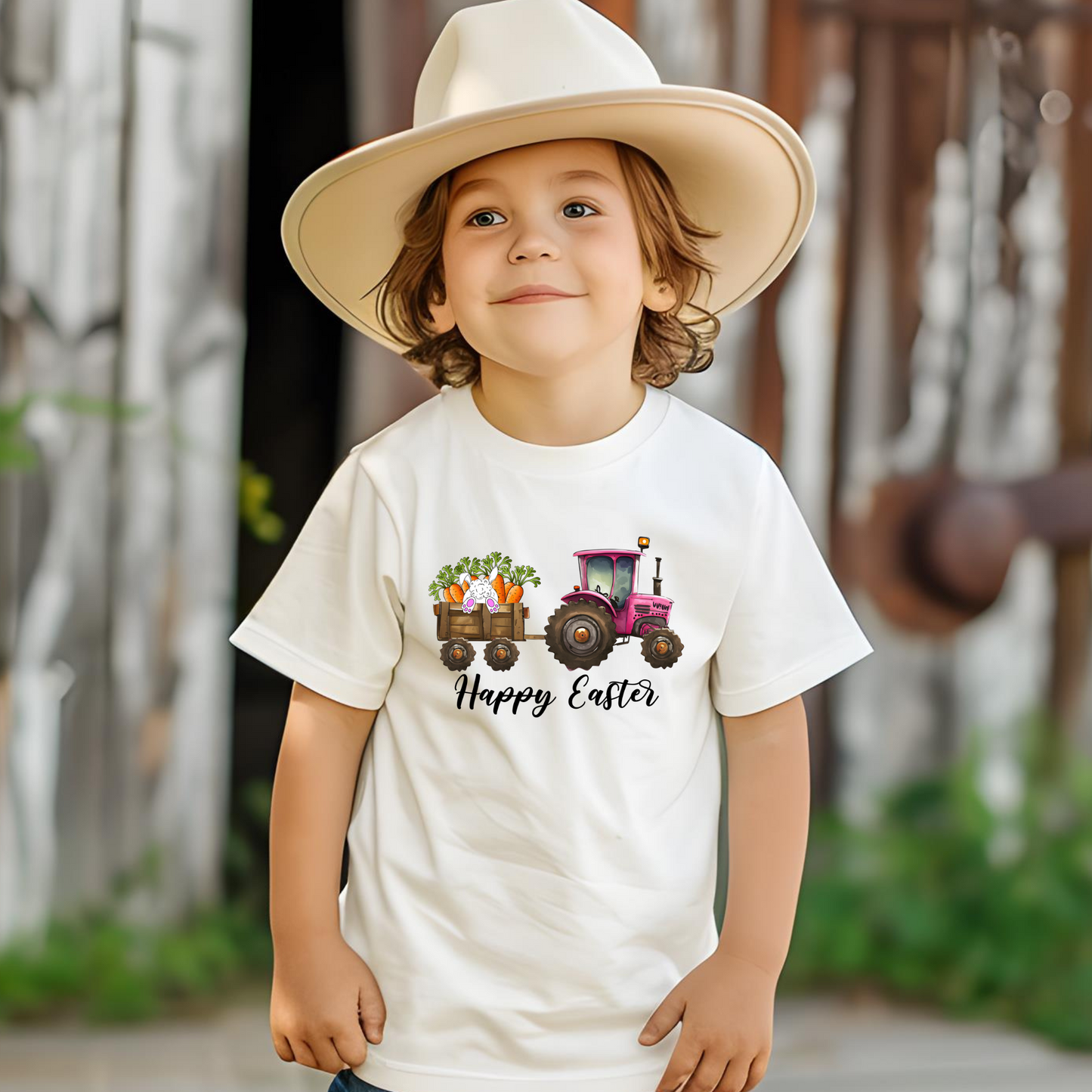 Happy Easter - Tractor pulling Carrotts