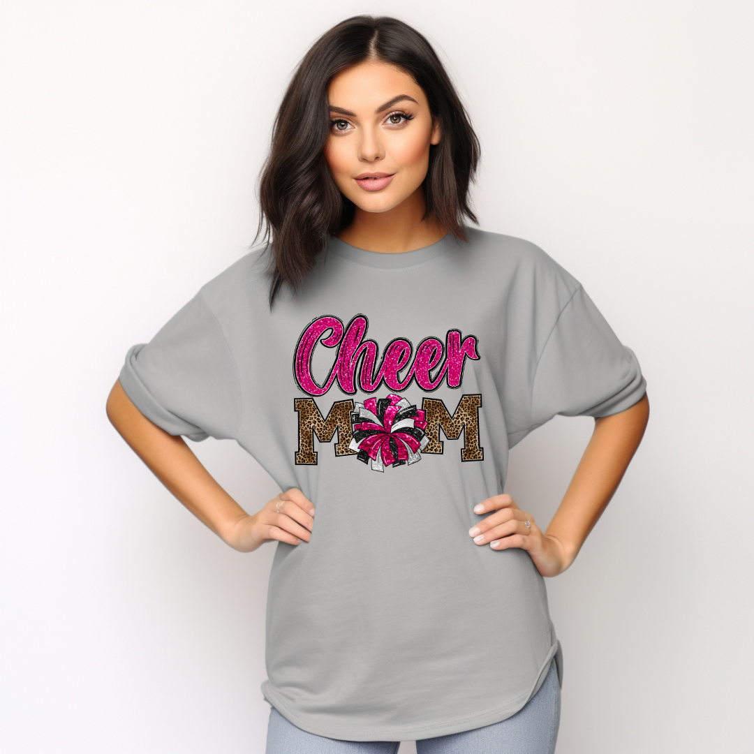 Cheer Mom faux glitter & leopard