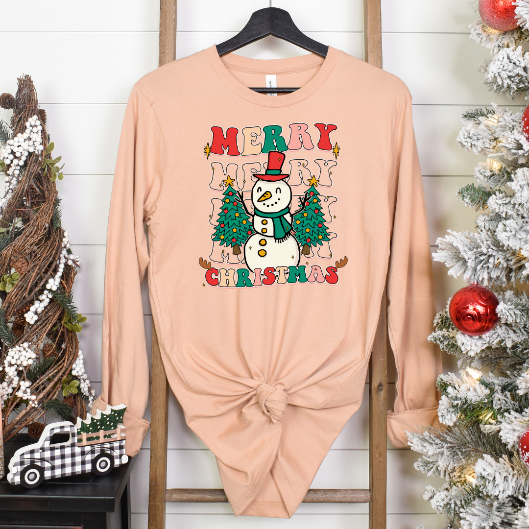Snowman Triple Merry Christmas