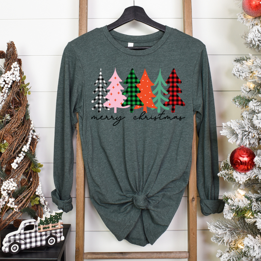 Merry Christmas patterned tree forest