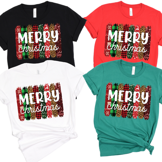 Merry Christmas patterned brushstrokes