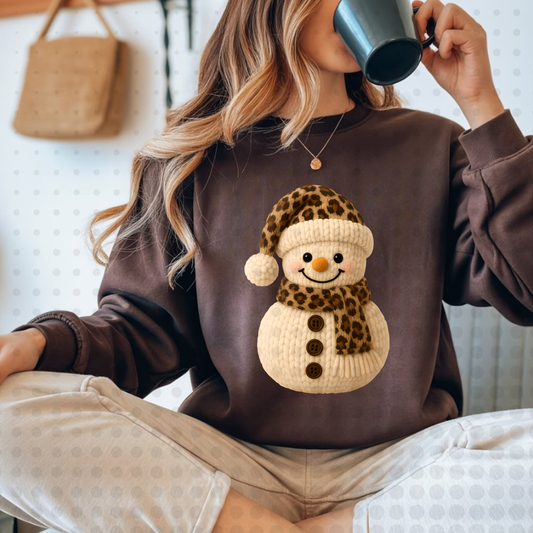 Faux Yarn Leopard Snowman