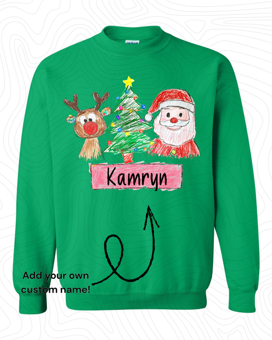 Hand drawn Christmas Doodle w/ Custom Name