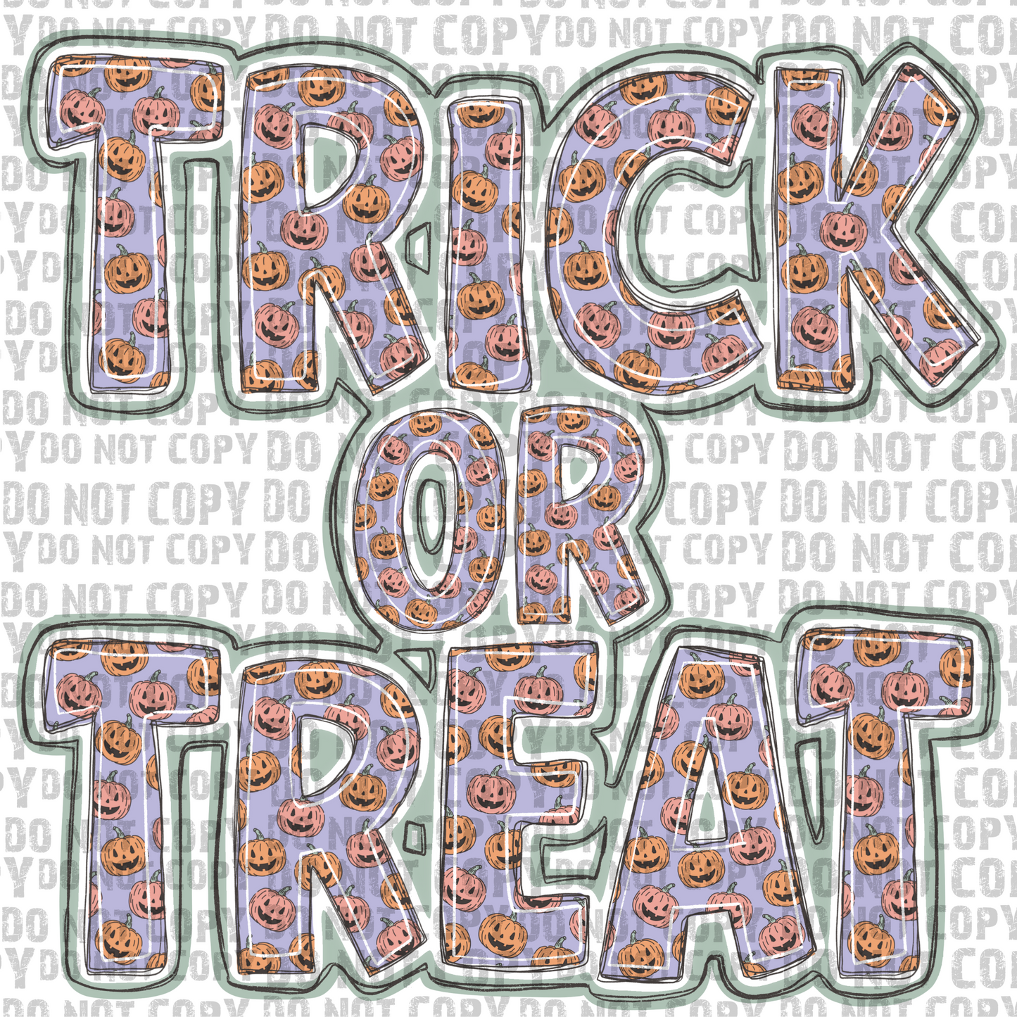 Trick or Treat - Pumpkin Bubble Letters