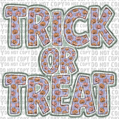Trick or Treat - Pumpkin Bubble Letters
