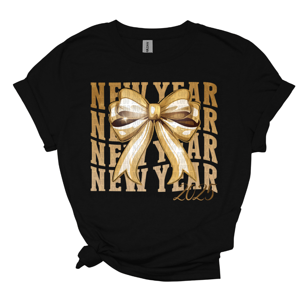 New Year Gold Repeat with Bow 2025