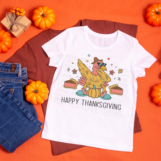 Happy Thanksgiving Dabbing Pastel Turkey