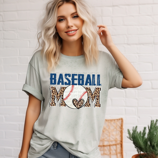 Baseball Mom - Blue/Leopard