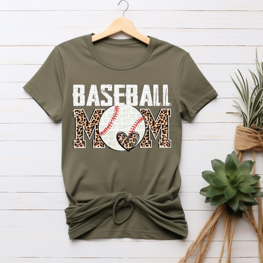 Baseball Mom - White/Leopard