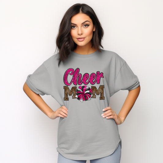 Cheer Mom faux glitter & leopard