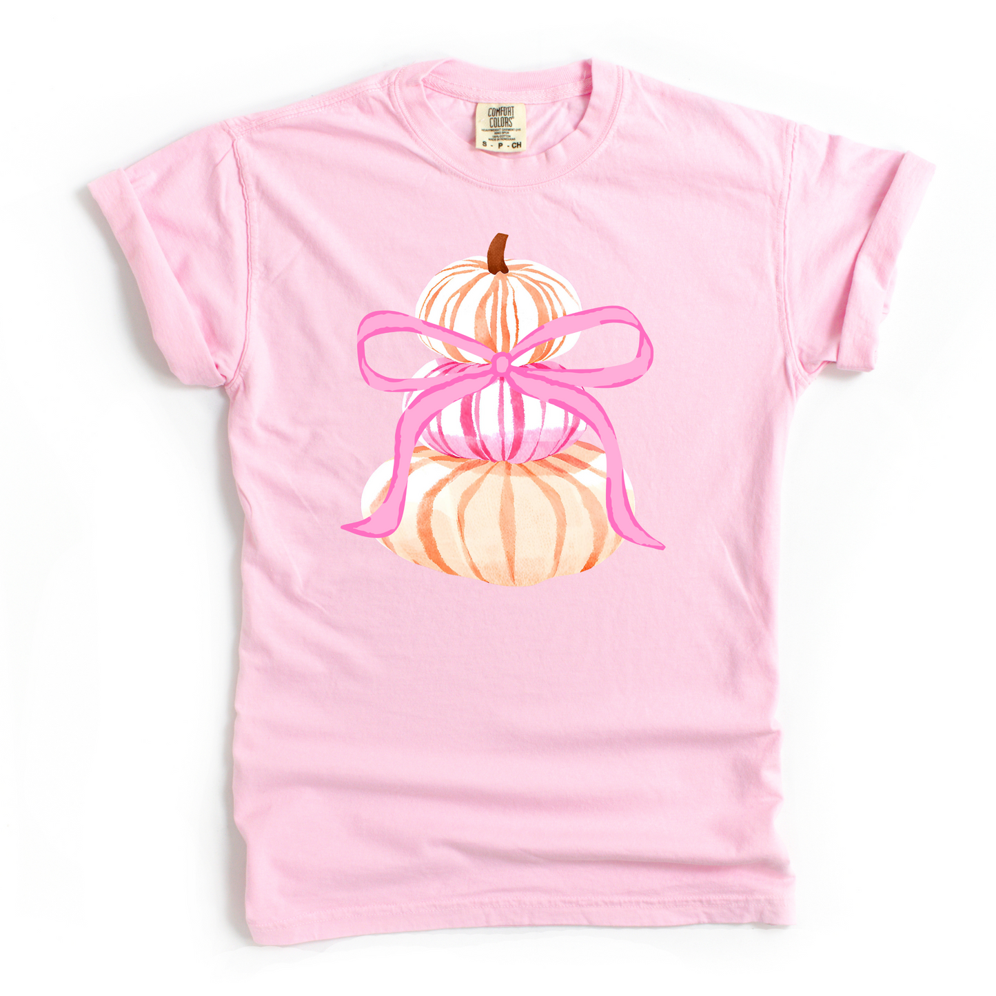 Watercolor Pink Bow Pumpkin