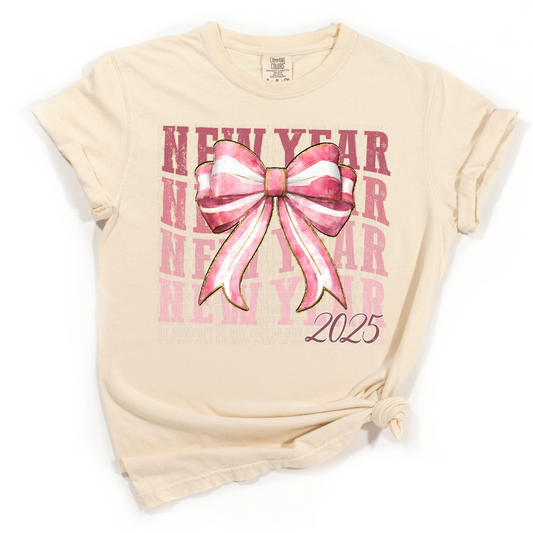 New Year Pink Repeat with Bow 2025