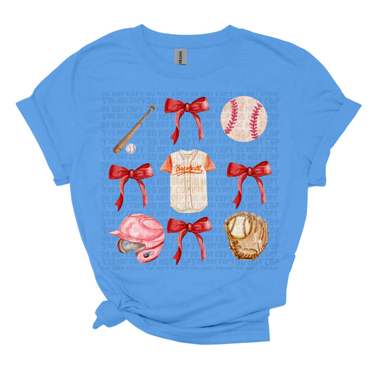 Red Watercolor Baseball Coquette