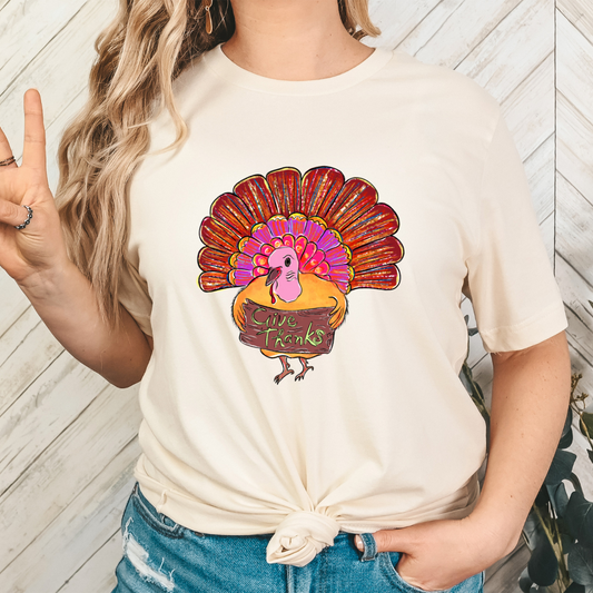 Give Thanks Watercolor Turkey