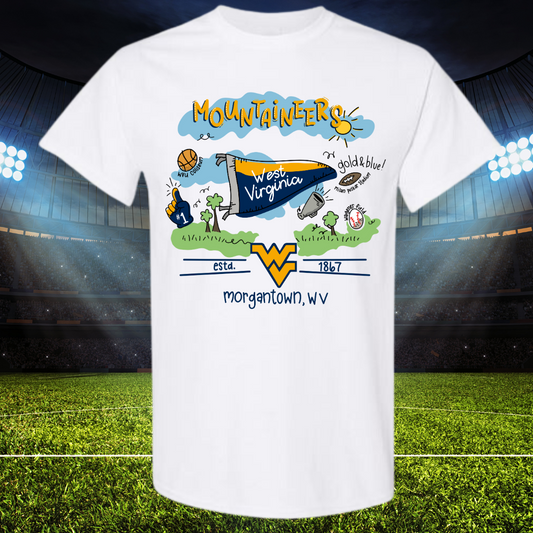 Football Team Doodles - WV Mountaineers