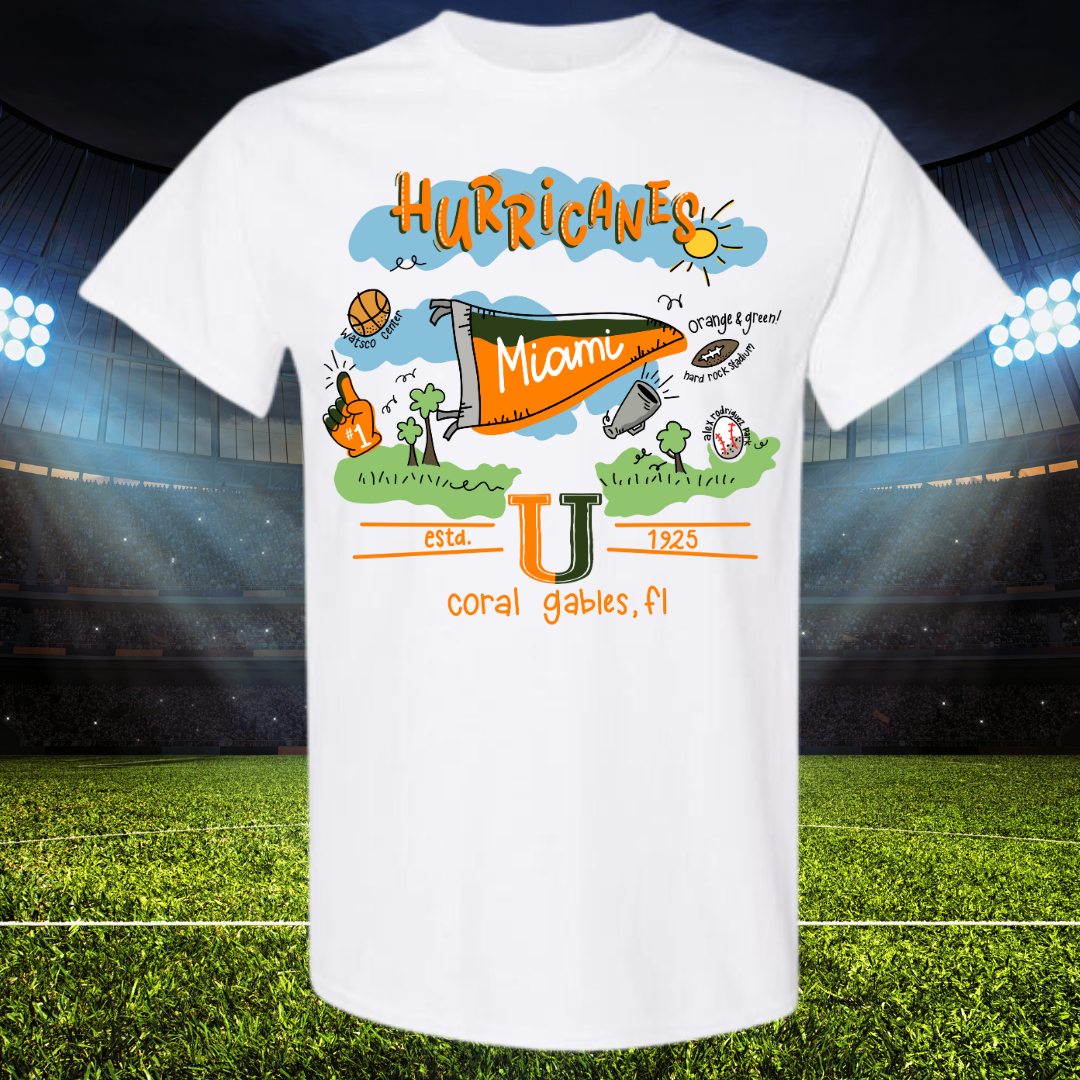 Football Team Doodles - Miami Hurricanes