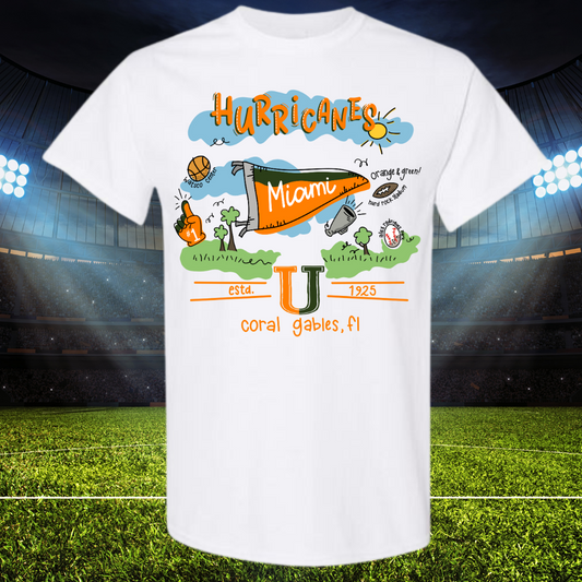 Football Team Doodles - Miami Hurricanes