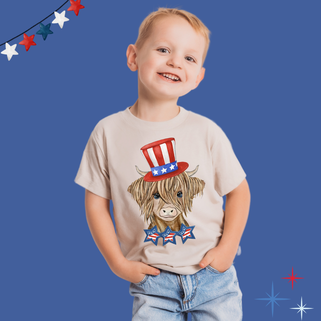 Patriotic Highland Cow (Girl or Boy Option)