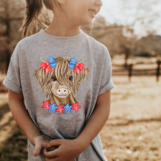 Patriotic Highland Cow (Girl or Boy Option)