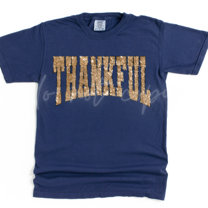 Faux Sequin Thankful