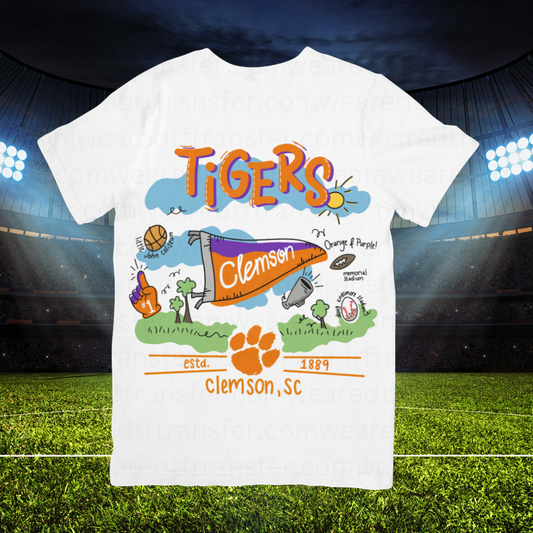 Football Team Doodles - Clemson Tigers