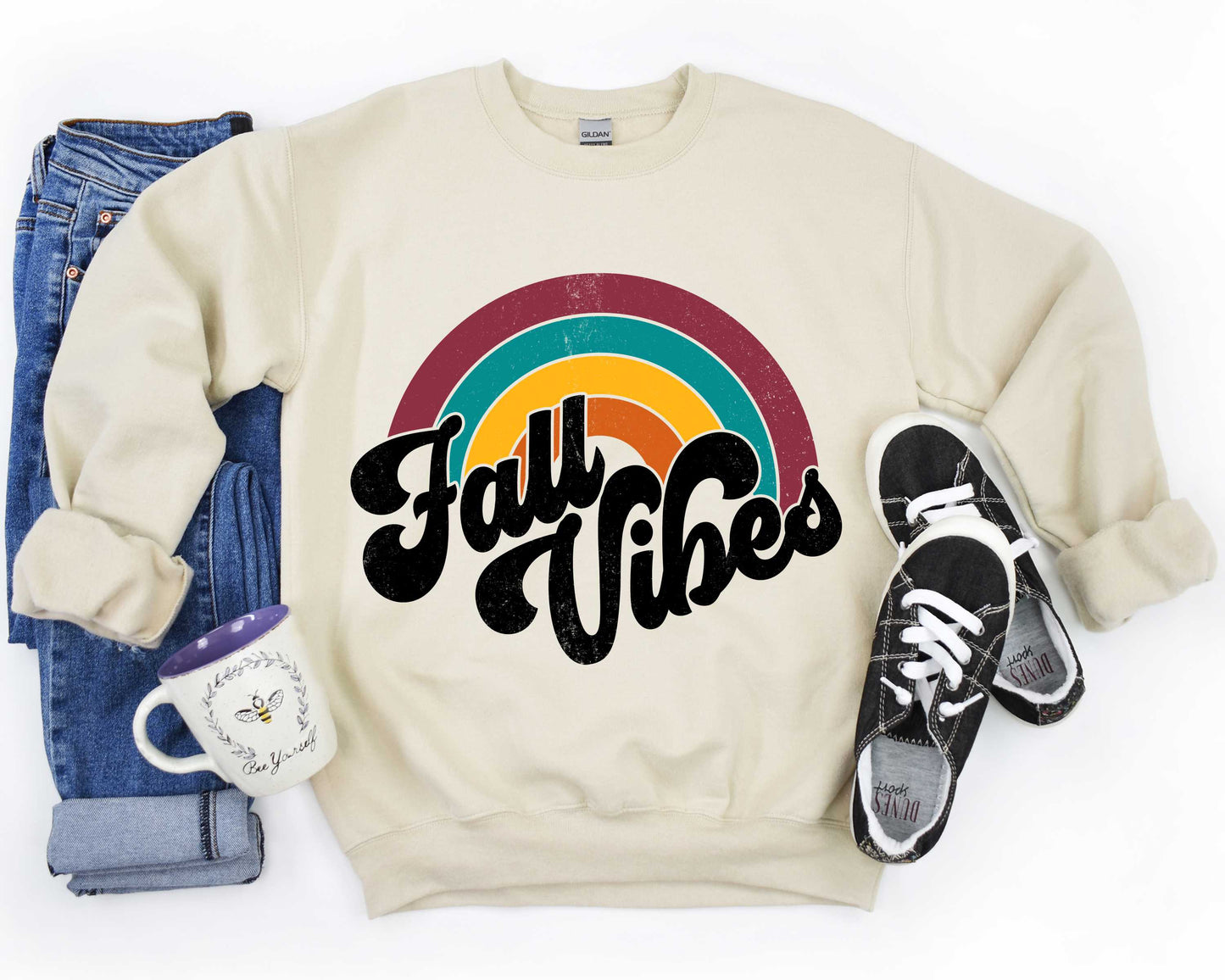 Fall Vibes Retro Rainbow