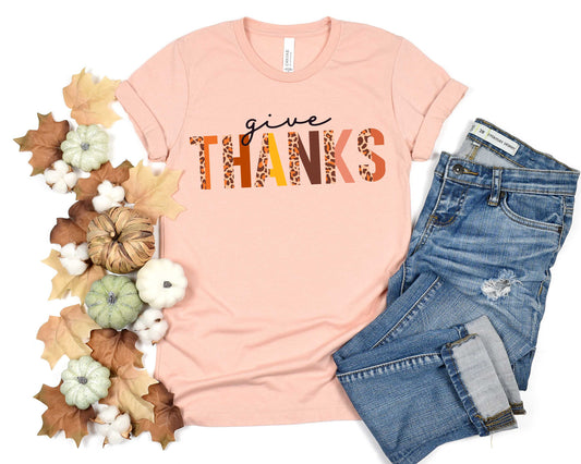Give Thanks leopard letters